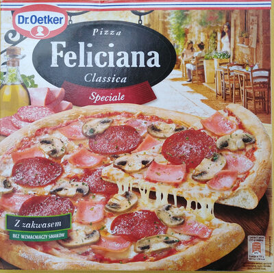 Pizza z szynką, pieczarkami i salami, głęboko mrożona. Dr.Oetker
