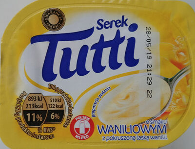 Serek homogenizowany o smaku waniliowym z dodatkiem pokruszonej laski wanilii Tutti