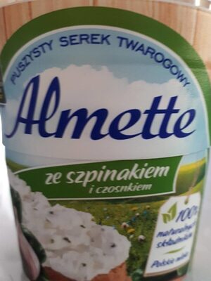 Puszysty serek twarogowy ze szpinakiem i czosnkiem. Almette