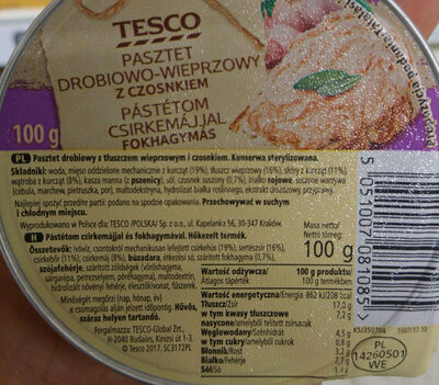 Pasztet drobiowo-wieprzowy z czosnkiem. Tesco