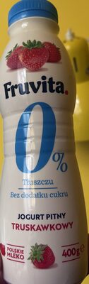 Jogurt pitny truskawkowy 0% tluszczu bez dodatku cukru Fruvita
