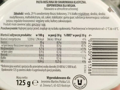 Kremowa pasta roślinnna klasyczna Go Vege