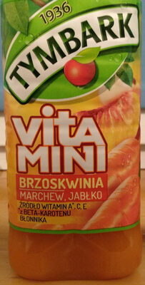 Sok z brzoskwiń, marchwi i jabłek z dodatkiem witamin C i E. Tymbark
