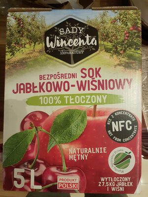 Bezpośredni sok jabłkowo-wiśniowy tłoczony Sady Wincenta