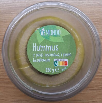 Hummus z pastą sezamowa i pesto bazyliowym Vemondo