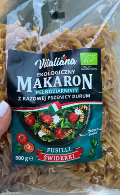 Ekologiczny makaron pełnoziarnisty świderki Vitaliana
