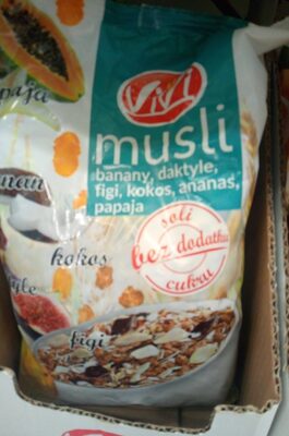 Musli banany, daktyle, figi, kokos, ananas, papaja Vivi