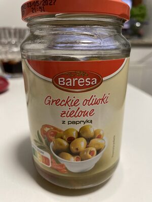 greckie oliwki zielone z papryką baresa