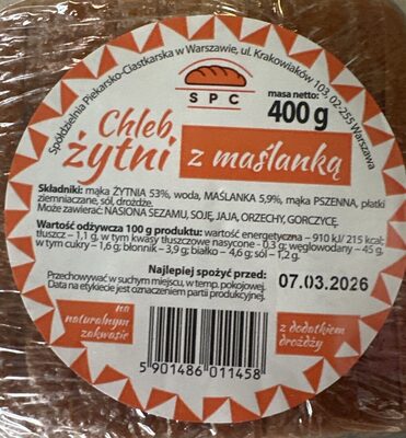 Chleb  żytni z maslanka SPC